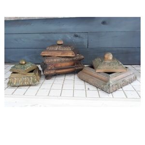 Group of Three Ornate Covered Boxes